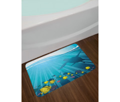 Fish in the Wavy Ocean Bath Mat