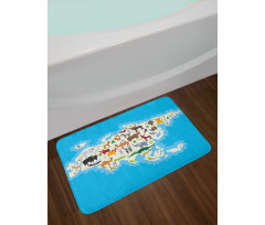 Eurasian Fauna Bear Fox Bath Mat