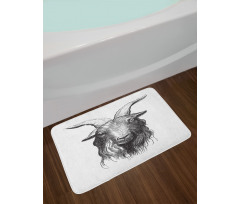 Wild Ruminant Mammal Head Bath Mat