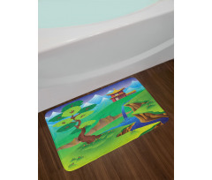 Cartoon Chinese Forest Bath Mat