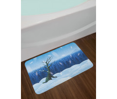 Cold Snowy Landscape Bath Mat
