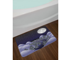 Snowfall Dark Forest Bath Mat