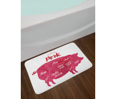 Cutting Pig Meat Diagram Bath Mat