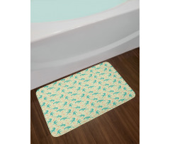 Reptiles with Leaves Bath Mat