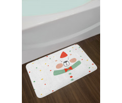 Xmas Bear Party Hat Bath Mat