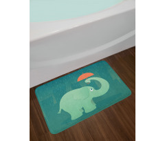Elephant Holding Umbrella Bath Mat