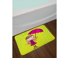 Little Girl Under Raindrop Bath Mat