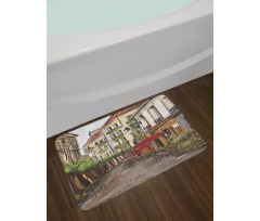 Romantic Patio Scene Sketch Bath Mat