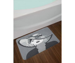 City Silhouette and Lady Art Bath Mat