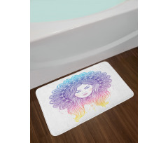 Boho Girl Feather Mandala Bath Mat