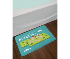 Map of Nebraska State Bath Mat