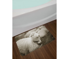 Fluffy Wooly Sheep Herd Bath Mat