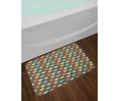 Cartoon Colorful Frogs Bath Mat