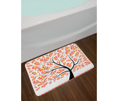 Tangerine Leaves Tree Bath Mat