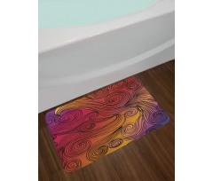 Doodle Waves with Stripes Bath Mat