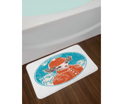 Little Girl in Winter Sheep Bath Mat