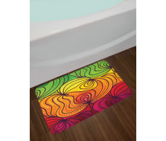 Colorful Tangled Lines Bath Mat