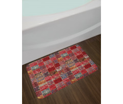 Ethnic Ornamental Squares Bath Mat