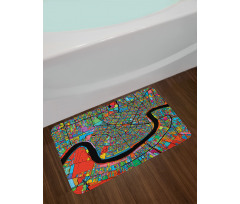 Colorful City Map Bath Mat