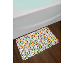 Doodle Party Beverages Bath Mat