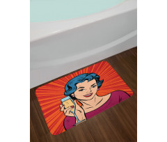 Girl Toasting Champagne Bath Mat