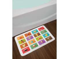 Graphic Square Tiles Bath Mat