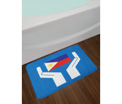 Hands Showing Flag Bath Mat