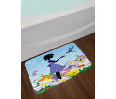 Lawn Blossomed Flowers Bath Mat