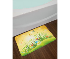 Colorful Meadow Scenery Bath Mat