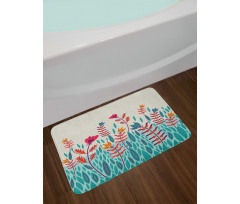 Doodle Poppy Flowers Bath Mat