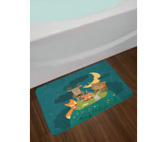 Forest Bonfire at Night Bath Mat