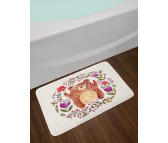 Baby Mammal Floral Wreath Bath Mat