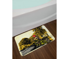 Girl on a Chopper Bath Mat