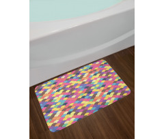 Pastel Retro Funky Grid Bath Mat