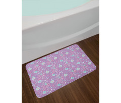 Doodle Flowers Foliage Bath Mat