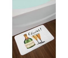 Watercolor Cheers Sketch Bath Mat