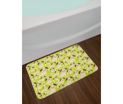 Puppies with Smiling Faces Bath Mat