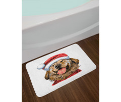 Funny Terrier Smiling Xmas Bath Mat
