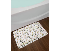 Foxes Pattern with Dots Bath Mat