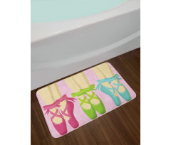 Colored Pointe Shoes on Pink Bath Mat