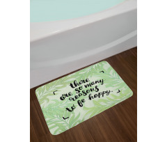 Green Leafy Branches Words Bath Mat