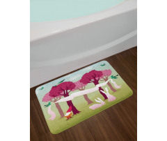 Forest with Pink Trees Bath Mat