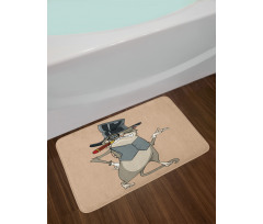 Funny Gentleman Cat Monocle Bath Mat