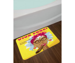 Cuban Woman Caricature Art Bath Mat