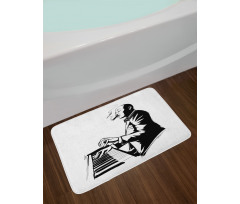 Jazz Pianist Sketch Artwork Bath Mat