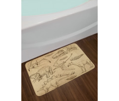 Vintage Sketch Animals Bath Mat