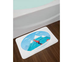 Man Skiing on a Snowy Hill Bath Mat