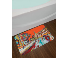 Historical Town Painting Bath Mat