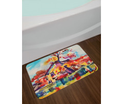 Abstract Country Village Bath Mat