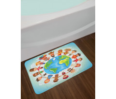 Planet Earth with Children Bath Mat